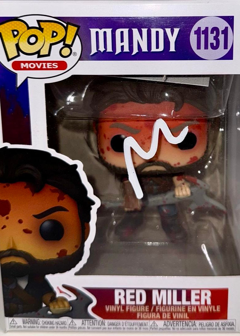 Nicholas Cage Signed Funko Pop #1131 "Red Miller" Mandy (White Ink) - ACOA